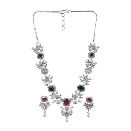 Generic Women's Brass Silver Plated Necklace set (Multicolor) Generic Women's Brass Silver Plated Necklace set (Multicolor)