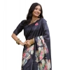 Generic Women's Faux_Tussar Floral Saree With Unstitched Blouse 5.5Mtr (Black)