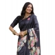 Generic Women's Faux_Tussar Floral Saree With Unstitched Blouse 5.5Mtr (Black) Generic Women's Faux_Tussar Floral Saree With Unstitched Blouse 5.5Mtr (Black)