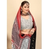 Generic Women's Cotton Silk Printed Saree With Unstitched Blouse 5.5Mtr (Black)