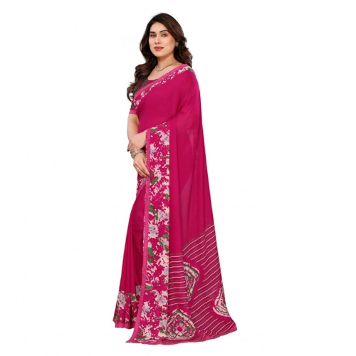 Women's Georgette Printed Saree With Unstitched Blouse 5.5Mtr (Pink) Women's Georgette Printed Saree With Unstitched Blouse 5.5Mtr (Pink)