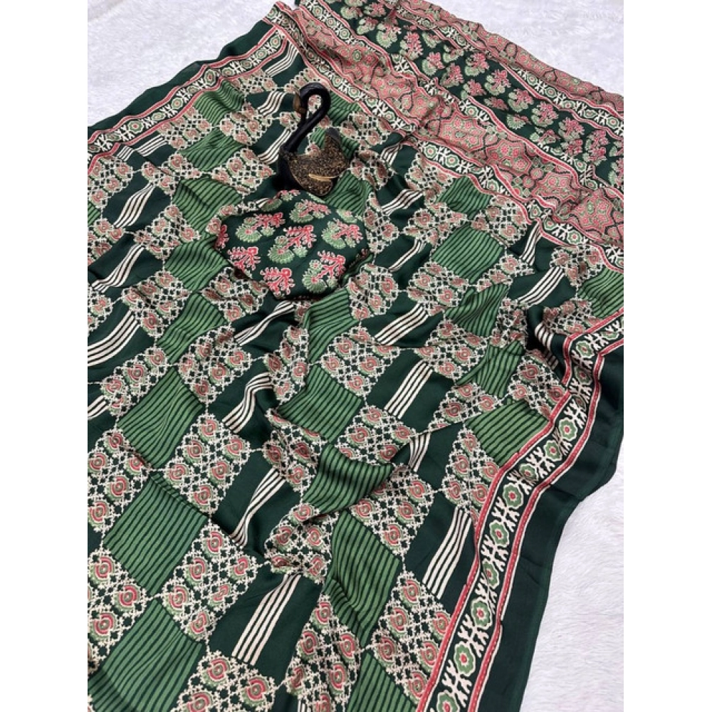 Generic Women's Gajji Soft Silk Printed Saree With Unstitched Blouse 5.5Mtr (Green) Generic Women's Gajji Soft Silk Printed Saree With Unstitched Blouse 5.5Mtr (Green)