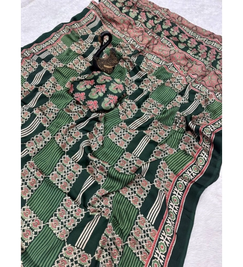 Generic Women's Gajji Soft Silk Printed Saree With Unstitched Blouse 5.5Mtr (Green) Generic Women's Gajji Soft Silk Printed Saree With Unstitched Blouse 5.5Mtr (Green)