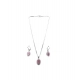 Generic Women's Brass Silver Plated Pendant Set (Pink)