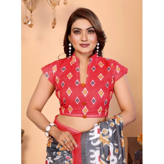 Generic Women's Linen Cotton Printed Saree With Unstitched Blouse 5.5Mtr (Grey) Generic Women's Linen Cotton Printed Saree With Unstitched Blouse 5.5Mtr (Grey)