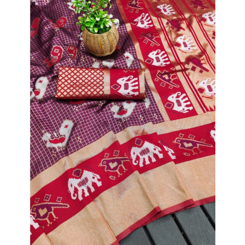 Generic Women's Soft Litchi Silk Jacquard Work Saree With Unstitched Blouse 5.5Mtr (Purple) Generic Women's Soft Litchi Silk Jacquard Work Saree With Unstitched Blouse 5.5Mtr (Purple)