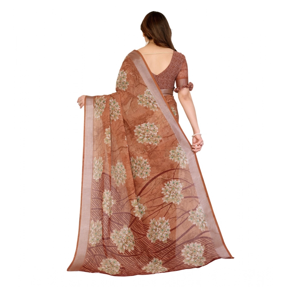 Generic Women's Georgette Printed Saree With Unstitched Blouse 5.5Mtr (Brown) Generic Women's Georgette Printed Saree With Unstitched Blouse 5.5Mtr (Brown)
