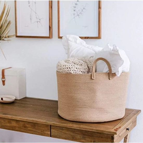 Generic Cotton Pack Of_1 14x12 Inch Laundry Storage Basket For Clothes (Beige) Generic Cotton Pack Of_1 14x12 Inch Laundry Storage Basket For Clothes (Beige)