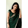 Generic Women's Vichitra Silk Printed Saree With Unstitched Blouse 5.5Mtr (Green)