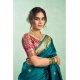 Generic Women's Silk Blend Woven Saree With Unstitched Blouse 5.5 Mtr (Teal)