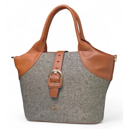 Generic Women's Polyurethane Textured Two-Tone Tote Handbag with Adjustable & Removable Strap (Grey) Generic Women's Polyurethane Textured Two-Tone Tote Handbag with Adjustable & Removable Strap (Grey)