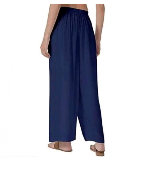 Generic Women's Casual Rayon Solid Ankle Length Palazzo (Navy Blue , Free Size)