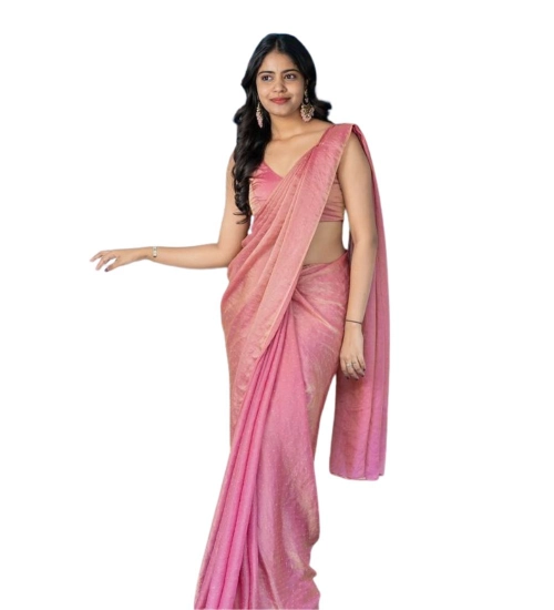 Generic Women's Silk Embroidred Saree With Unstitched Blouse 5.5Mtr (Pink)
