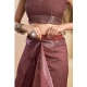 Generic Women's Faux_Linen Printed Ready-to-Wear Saree With Unstitched Blouse 5.5 Mtr (Brown)
