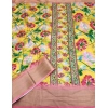Generic Women's Cotton Silk Floral Printed Saree With Unstitched Blouse 5.5Mtr (Yellow)