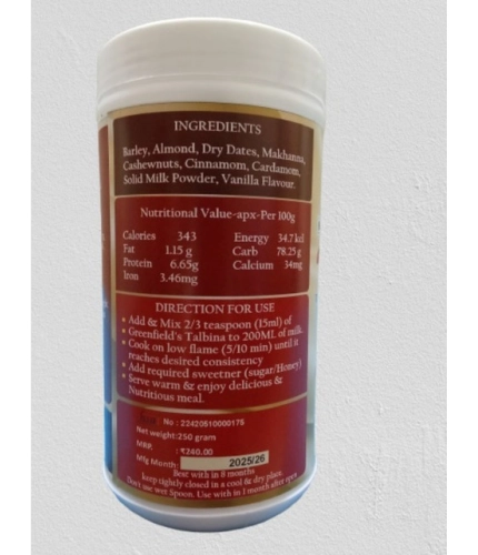 Generic Greenfield'S Talbina Roasted Barley With Powdered Dry Fruit (250GM)