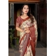 Generic Women's Cotton Silk Floral Printed Saree With Unstitched Blouse 5.5Mtr (Gold-Brown)