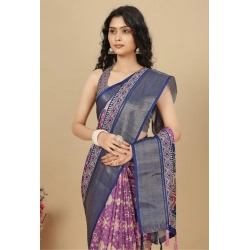 Generic Women's Cotton Silk Printed Saree With Unstitched Blouse 5.5Mtr (Wine)