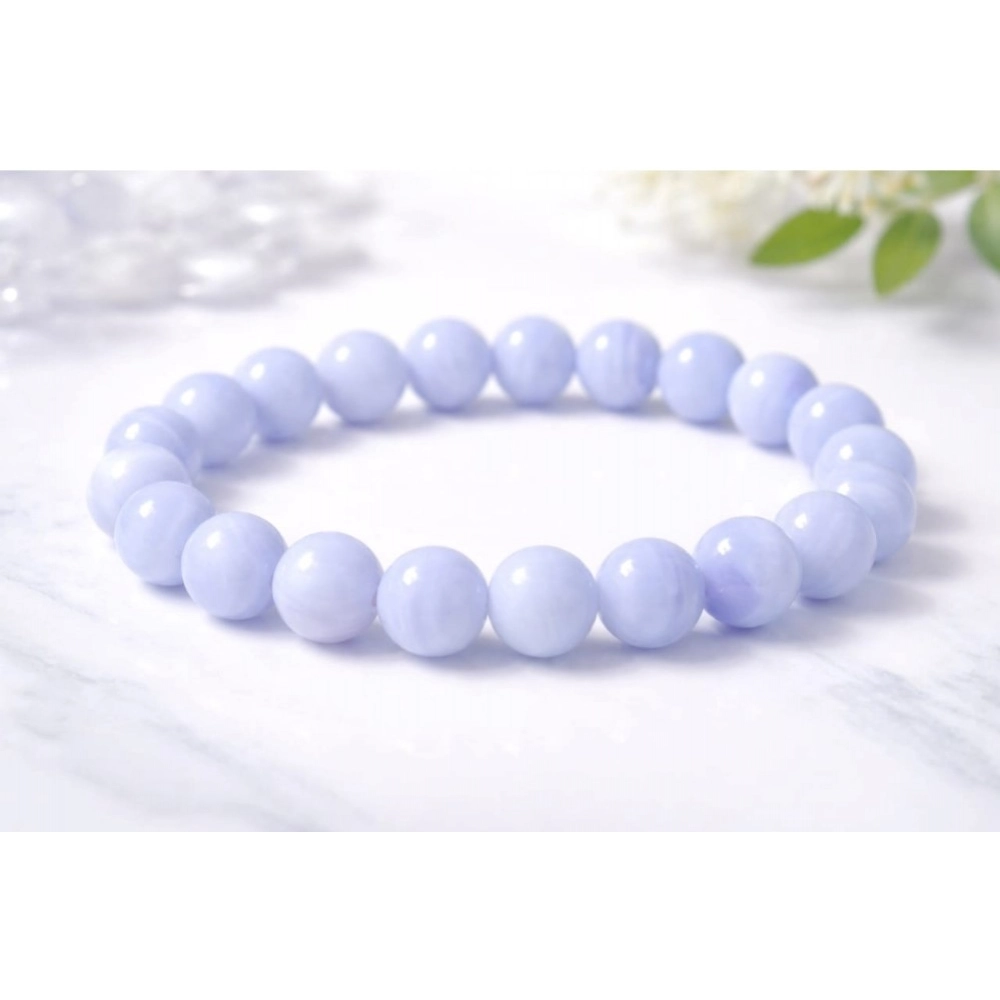 Generic Natural Crystal 8mm Bluelace Agate Bracelet (Light Blue) Generic Natural Crystal 8mm Bluelace Agate Bracelet (Light Blue)