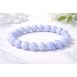 Generic Natural Crystal 8mm Bluelace Agate Bracelet (Light Blue)
