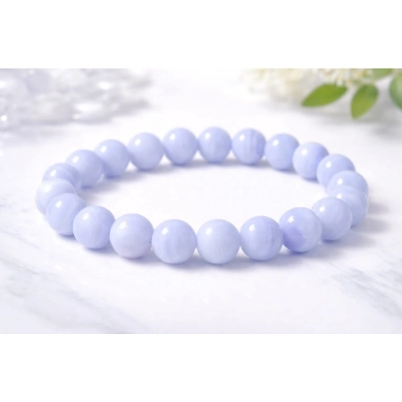 Generic Natural Crystal 8mm Bluelace Agate Bracelet (Light Blue)