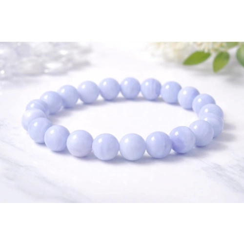Generic Natural Crystal 8mm Bluelace Agate Bracelet (Light Blue)