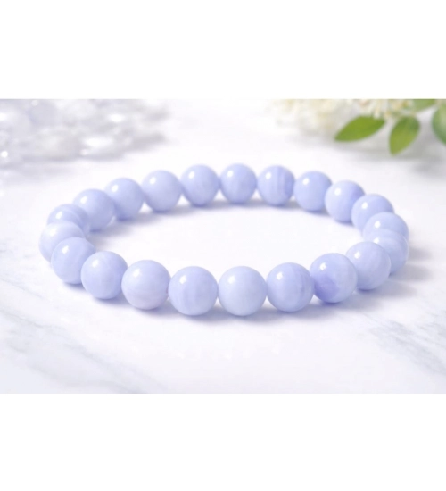 Generic Natural Crystal 8mm Bluelace Agate Bracelet (Light Blue) Generic Natural Crystal 8mm Bluelace Agate Bracelet (Light Blue)