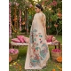 Generic Women's Linen Cotton Floral Embroidered Saree With Unstitched Blouse 5.5Mtr (Cream)