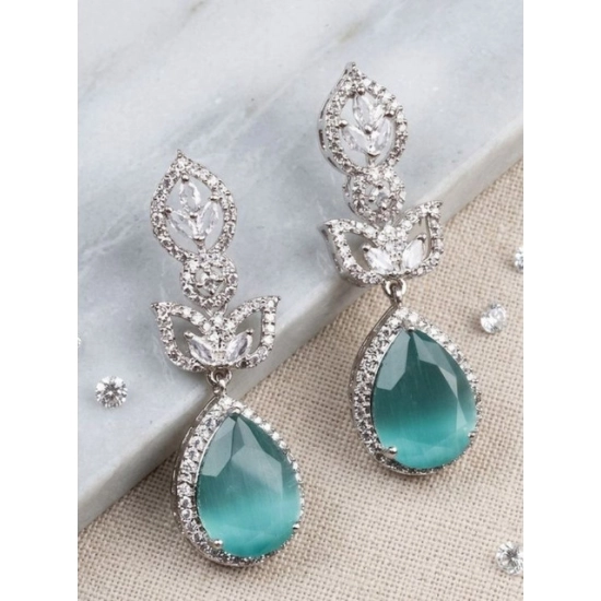Generic Women's Brass Silver Plated Drop Earrings (Turquoise) Generic Women's Brass Silver Plated Drop Earrings (Turquoise)