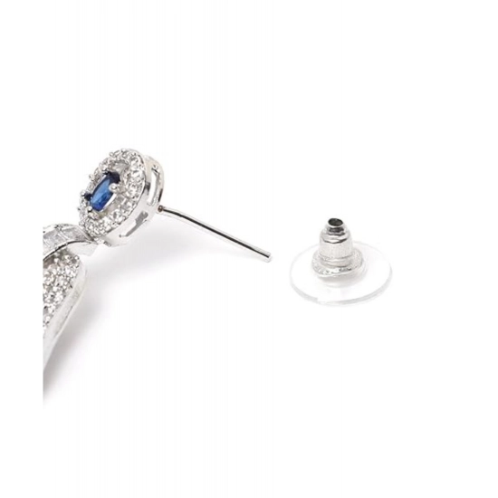 Generic Women's Brass Silver Plated Drop Earrings (Blue) Generic Women's Brass Silver Plated Drop Earrings (Blue)