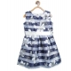 Generic Girl's Polyester Striped Sleeveless Dress (Navy Blue)