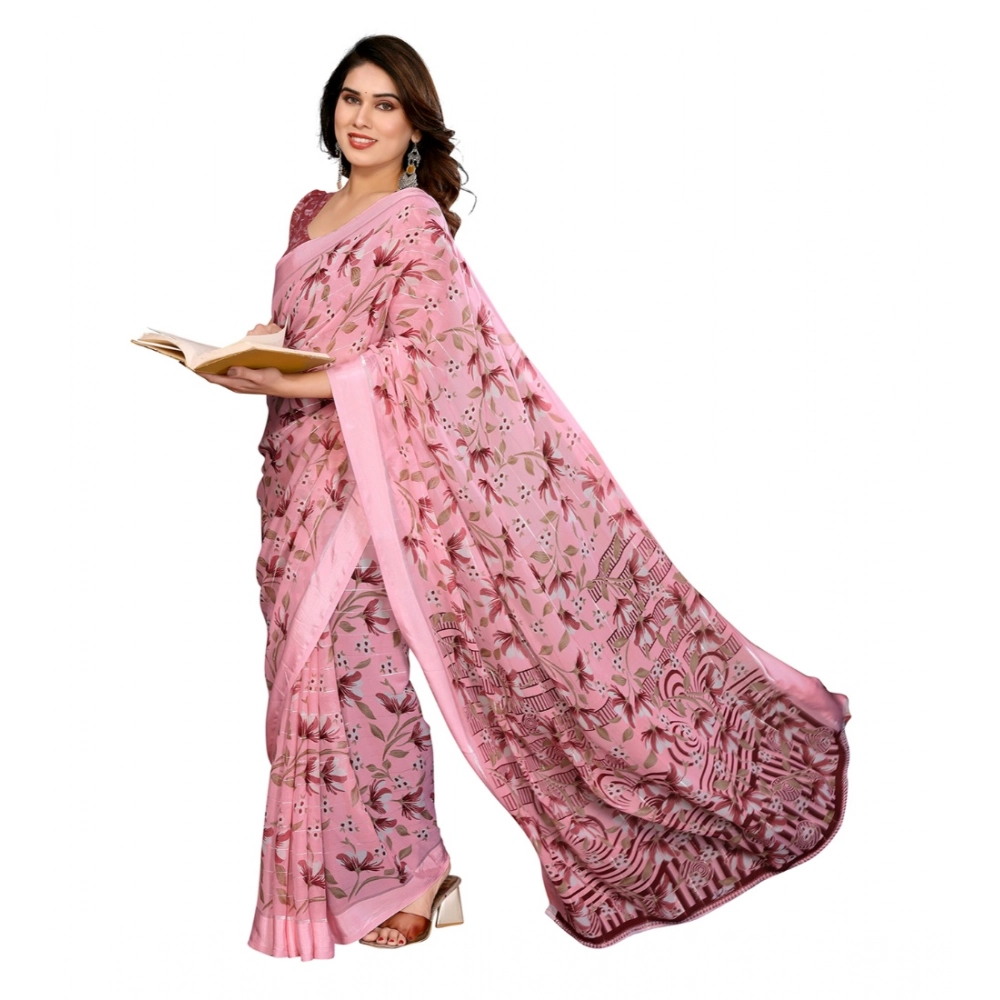 Generic Women's Georgette Printed Saree With Unstitched Blouse 5.5Mtr (Pink) Generic Women's Georgette Printed Saree With Unstitched Blouse 5.5Mtr (Pink)