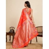 Generic Women's Faux_Banarasi_Silk Woven Saree With Unstitched Blouse 5.5Mtr (Coral)