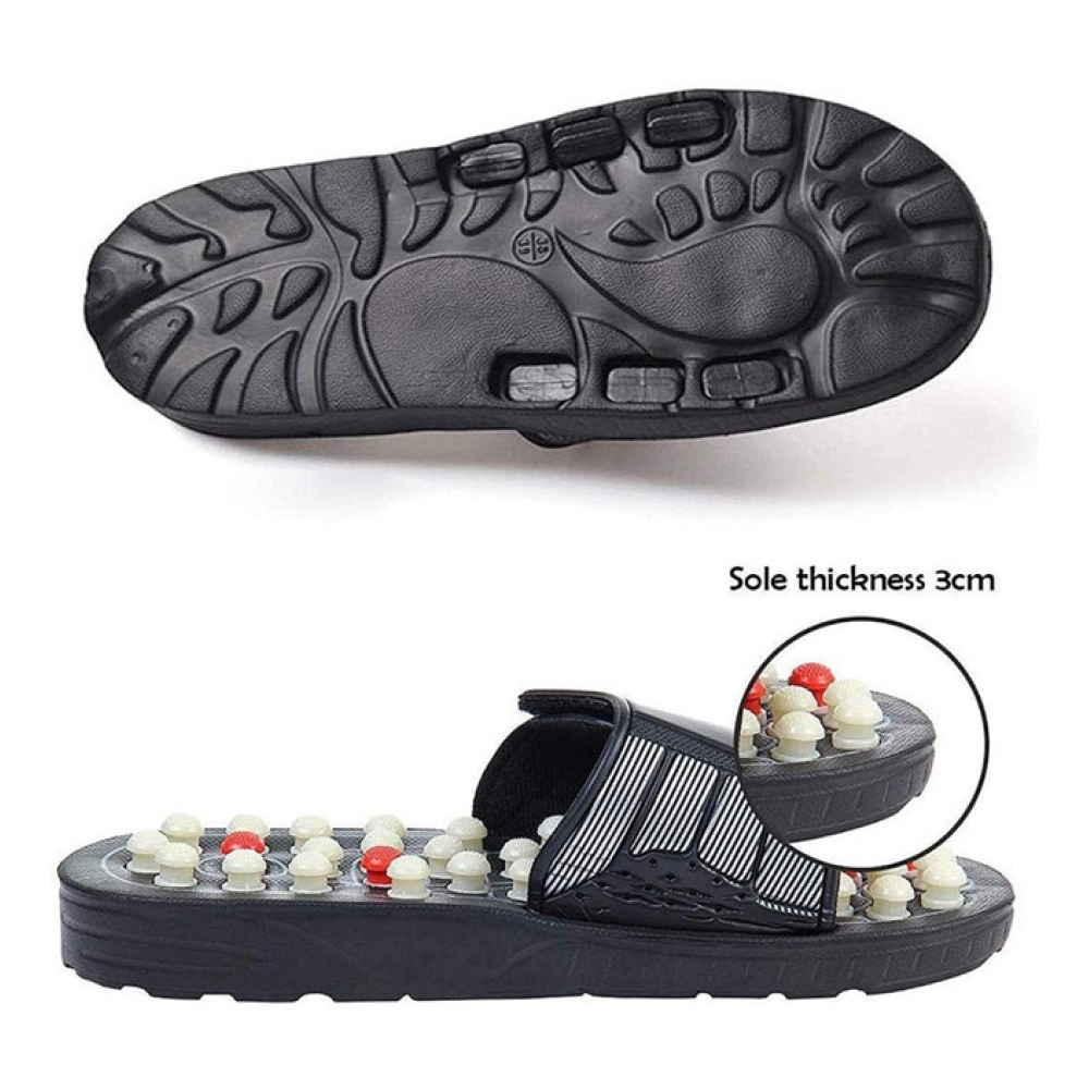Generic Acupressure And Magnetic Therapy Slippers – Spring Accu Paduka Foot Massager for Blood Circulation (Unisex) (Color: Black)