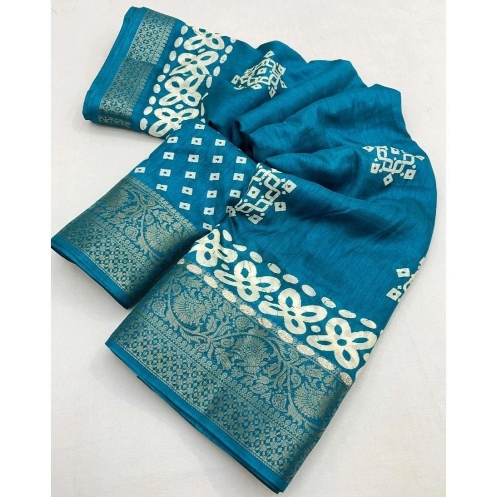 Generic Women's Cotton Silk Printed Saree With Unstitched Blouse 5.5Mtr (Rama) Generic Women's Cotton Silk Printed Saree With Unstitched Blouse 5.5Mtr (Rama)