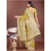 Generic Women's Linen Cotton Printed Saree With Unstitched Blouse 5.5Mtr (Mustrad)