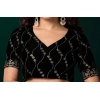 Generic Women's Net Sequence Saree With Unstitched Blouse 5.5Mtr (Olive)