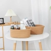 Generic Cotton 2 Pcs 10x7x4 Inch Oval Storage Basket For Clothes (Beige)