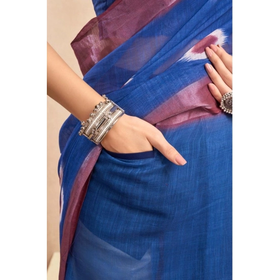 Generic Women's Faux Linen Printed Ready to wear Saree With Unstitched Blouse 5.5Mtr (Blue) Generic Women's Faux Linen Printed Ready to wear Saree With Unstitched Blouse 5.5Mtr (Blue)