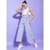 Generic Women's Cotton Pinafore Shoulder Straps Jumpsuit (Light Blue)