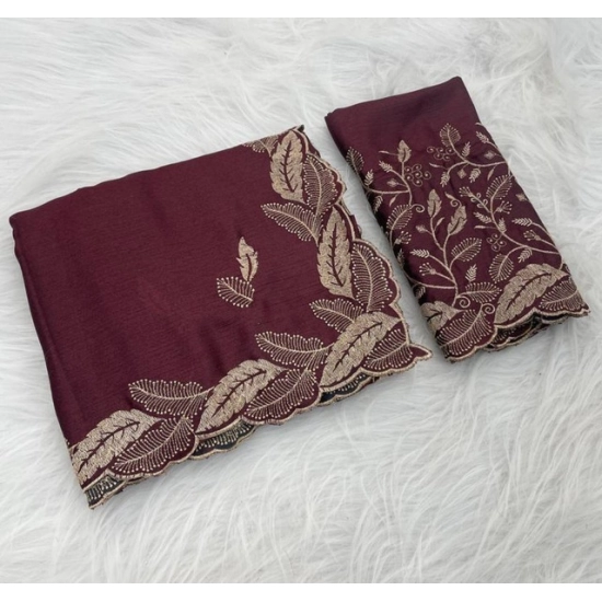 Generic Women's Georgette Embroidered Saree With Unstitched Blouse 5.5Mtr (Maroon) Generic Women's Georgette Embroidered Saree With Unstitched Blouse 5.5Mtr (Maroon)