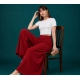 Generic Women's Georgette Solid Mid-Rise Wide Leg Flared Palazzo Pants with Elastic Waist (Maroon) Generic Women's Georgette Solid Mid-Rise Wide Leg Flared Palazzo Pants with Elastic Waist (Maroon)