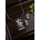 Generic Women's Brass Silver Plated Pendant Set (Blue)