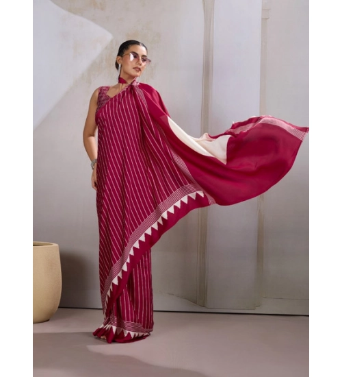 Generic Women's Satin Crepe Printed Saree With Unstitched Blouse 5.5Mtr (Maroon) Generic Women's Satin Crepe Printed Saree With Unstitched Blouse 5.5Mtr (Maroon)