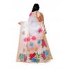 Generic Women's Georgette Floral Printed Saree With Unstitched Blouse 5.5Mtr (Orange)