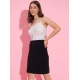 Generic Women's Polyester Lycra Color Blocking Shoulder Straps Dress (White - Black) Generic Women's Polyester Lycra Color Blocking Shoulder Straps Dress (White - Black)