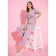 Generic Women's Polyester Lycra Solid Puff Sleeve Jumpsuit (Lavender) Generic Women's Polyester Lycra Solid Puff Sleeve Jumpsuit (Lavender)