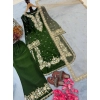 Generic Women's Silk Embroidered 3/4th Sleeve Round Kurti With Palazzo Pant and Dupatta Set (Dark Green) Generic Women's Silk Embroidered 3/4th Sleeve Round Kurti With Palazzo Pant and Dupatta Set (Dark Green)