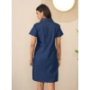 Generic Women's Denim Solid Sleeveless Dress (Blue)