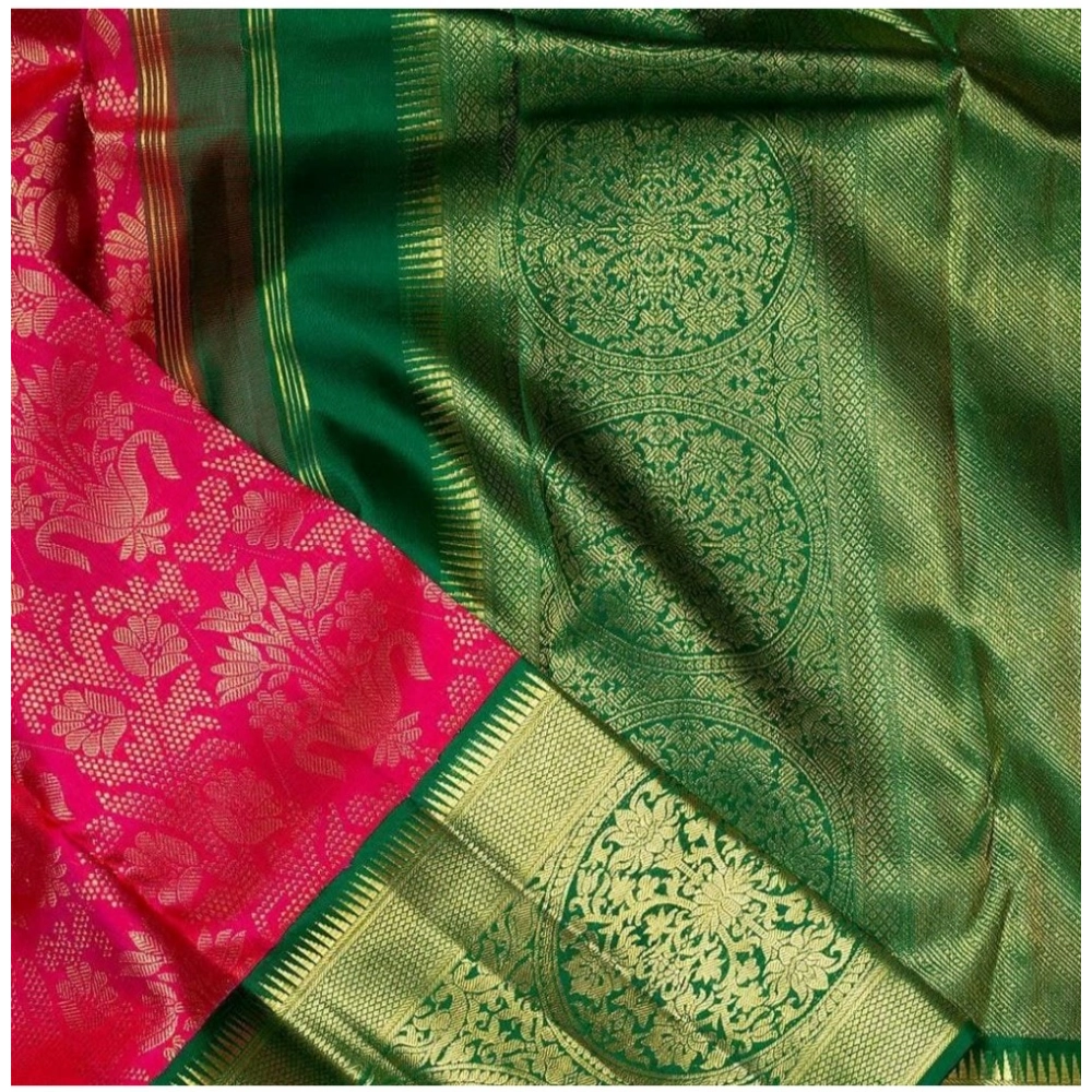 Generic Women's Soft Litchi Silk Jacquard Work Saree With Unstitched Blouse 5.5Mtr (Red) Generic Women's Soft Litchi Silk Jacquard Work Saree With Unstitched Blouse 5.5Mtr (Red)